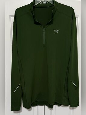 Arcteryx Motus AR Mens XL Zip Green Polyester Long Sleeve Pullover